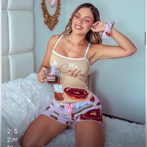 Women's Coffee Print Sleepwear Set Colombian pijamas